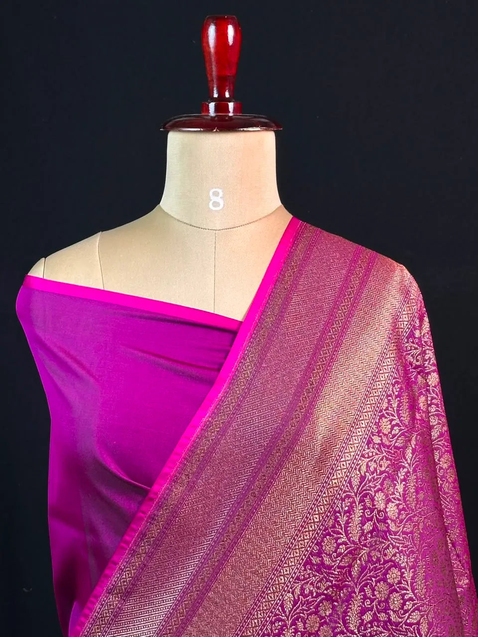 Semi Banarasi Silk Saree-BANARASI BROCADE OFF