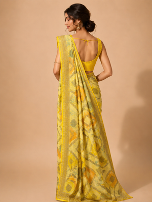 Sunshine Yellow Pure Banarasi Crepe Silk Rangkaat