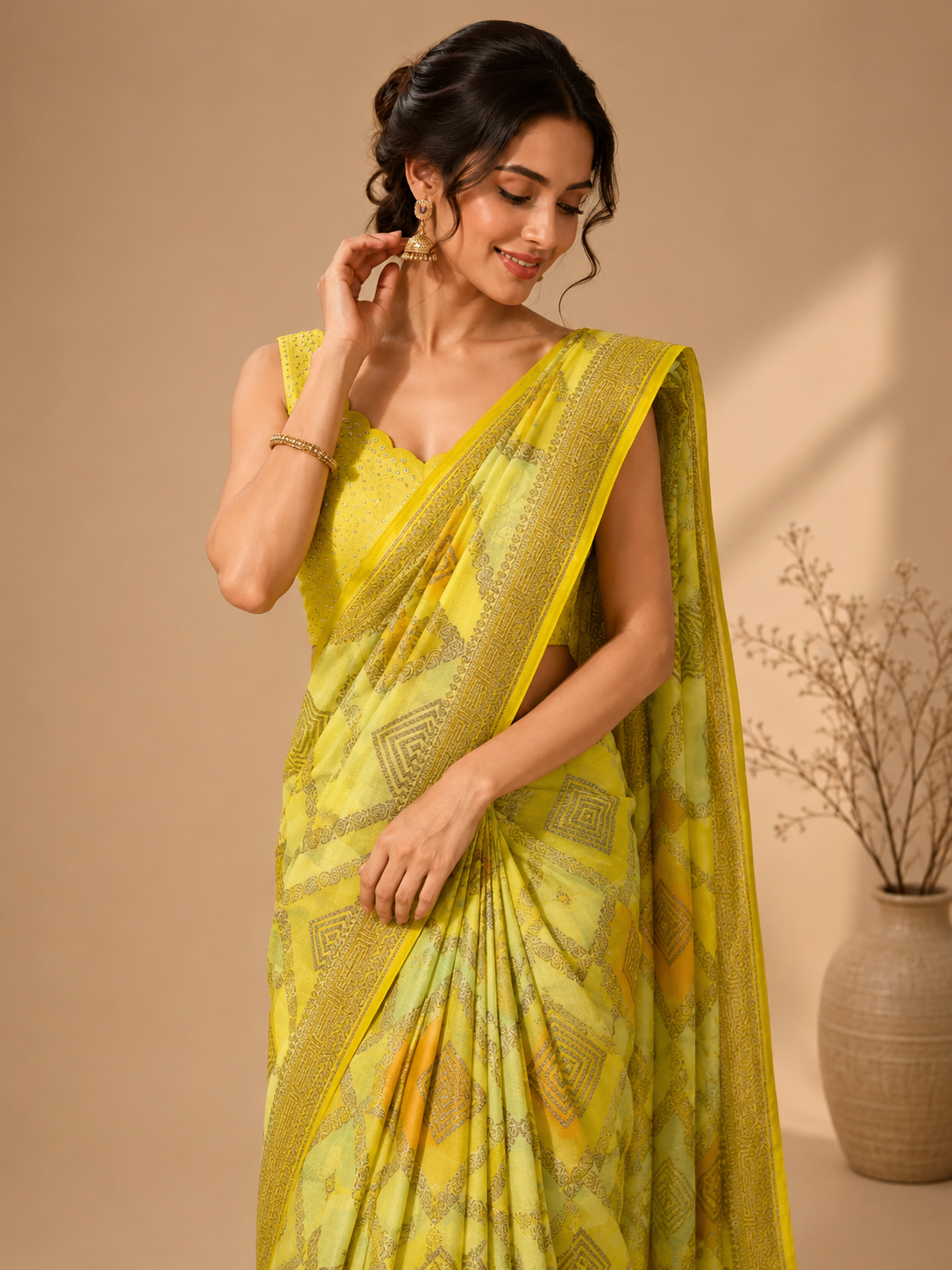 Sunshine Yellow Pure Banarasi Crepe Silk Rangkaat