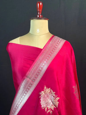 Soft Banarasi Gen Fold Silk Self Saree 