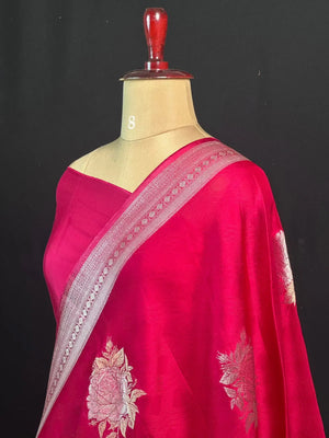 Soft Banarasi Gen Fold Silk Self Saree 