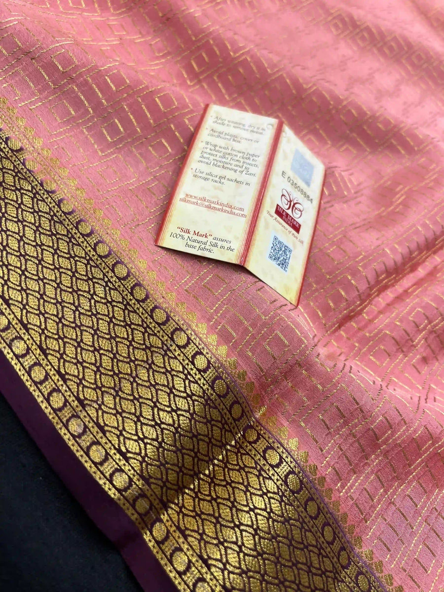 Pure Mysore Crepe Silk Saree-Bhanu Checks
