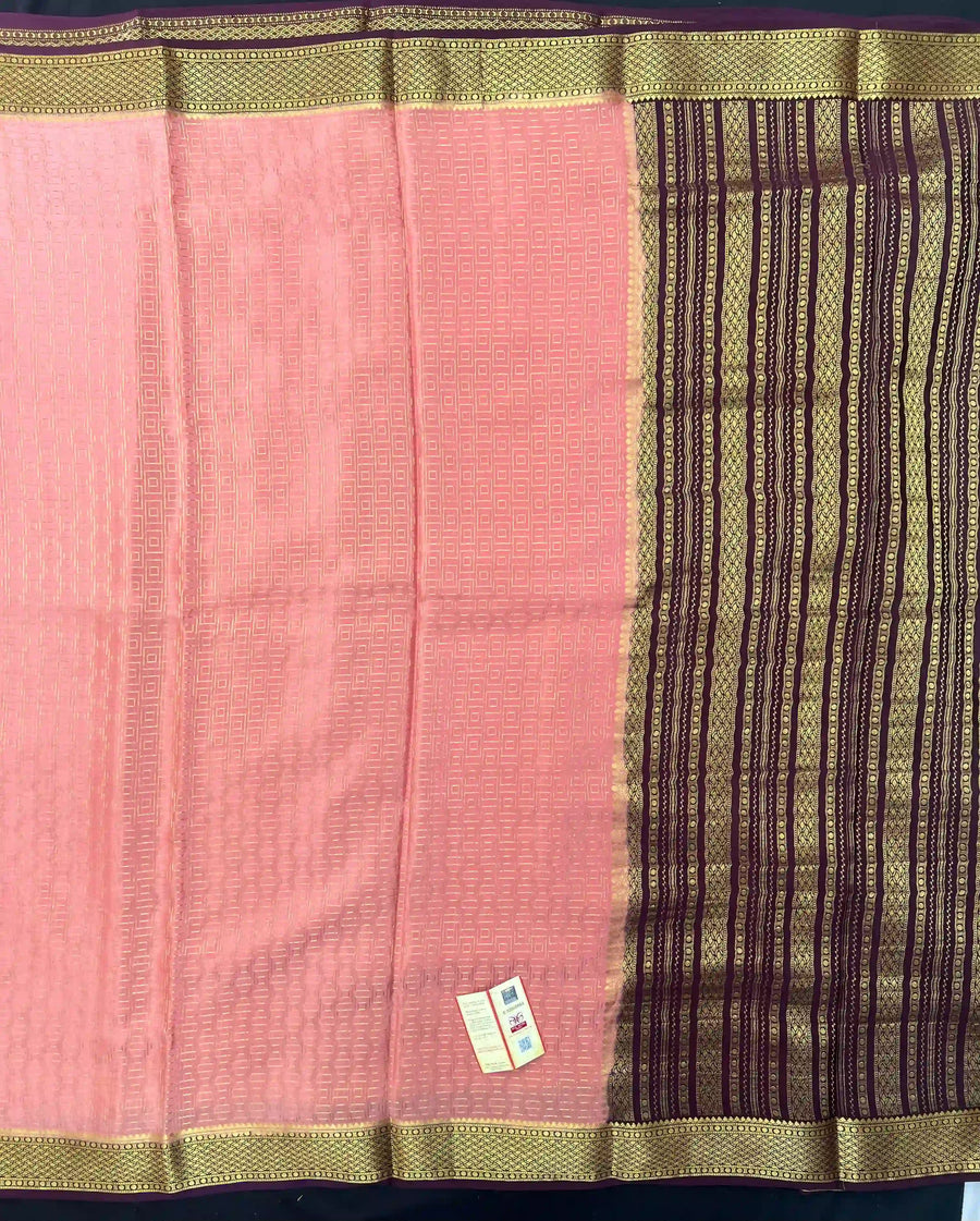 Pure Mysore Crepe Silk Saree-Bhanu Checks
