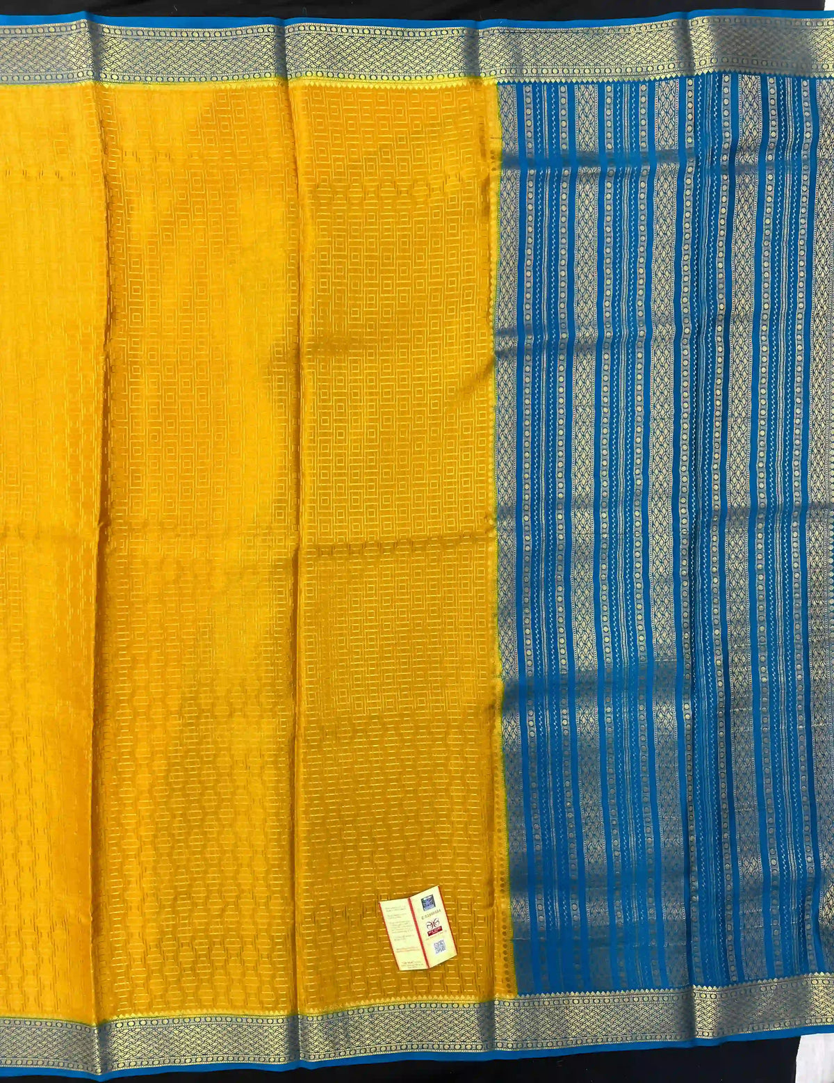 Pure Mysore Crepe Silk Saree-Bhanu Checks
