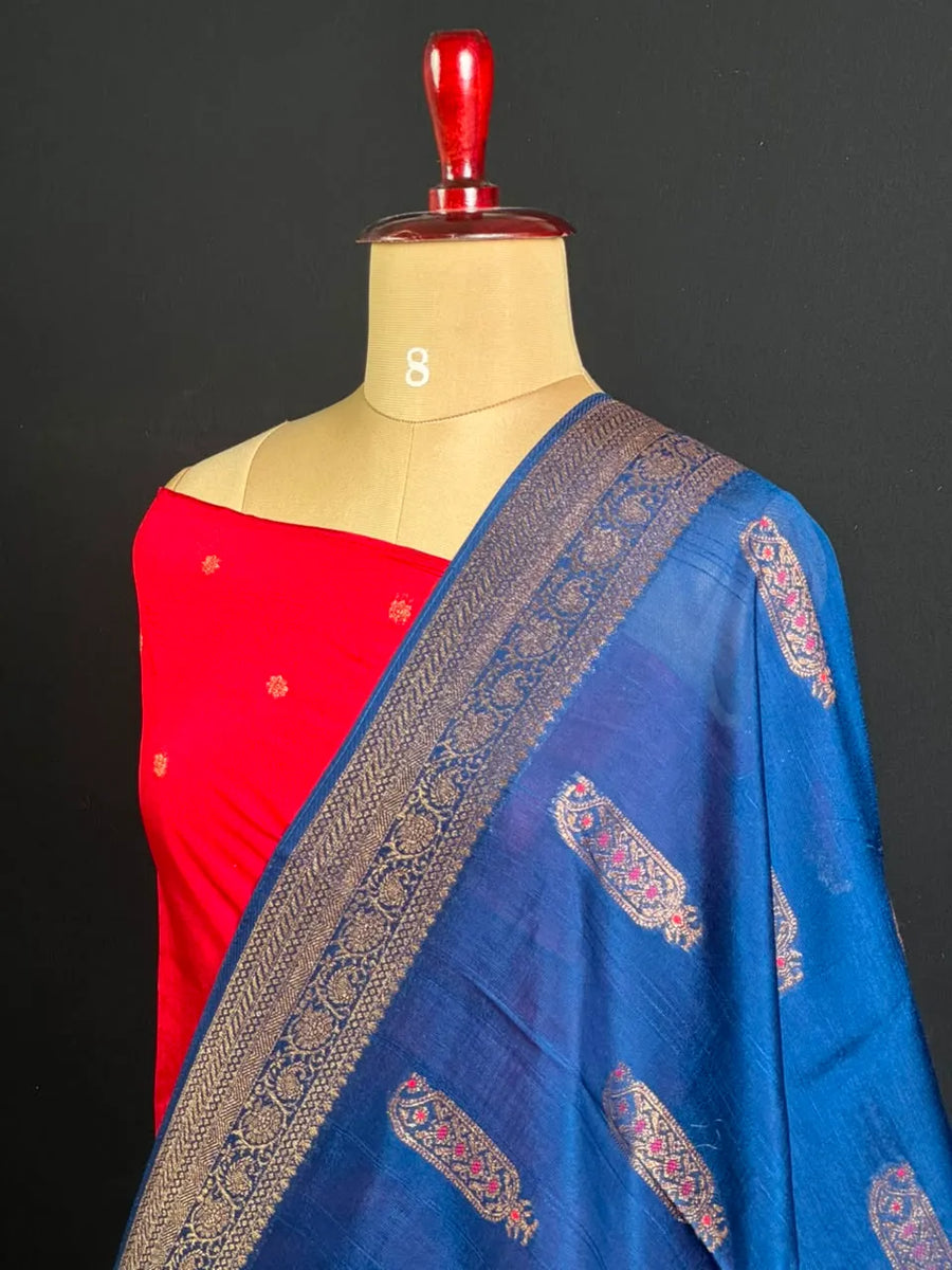 Semi Raw Silk Chanderi Saree with Elegant Piping Border