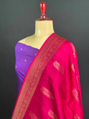 Semi Raw Silk Chanderi Saree with Elegant Piping Border