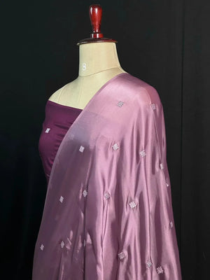 Trendy Crush Embroidery with Luxury Finish-(Chandramukhi silk)