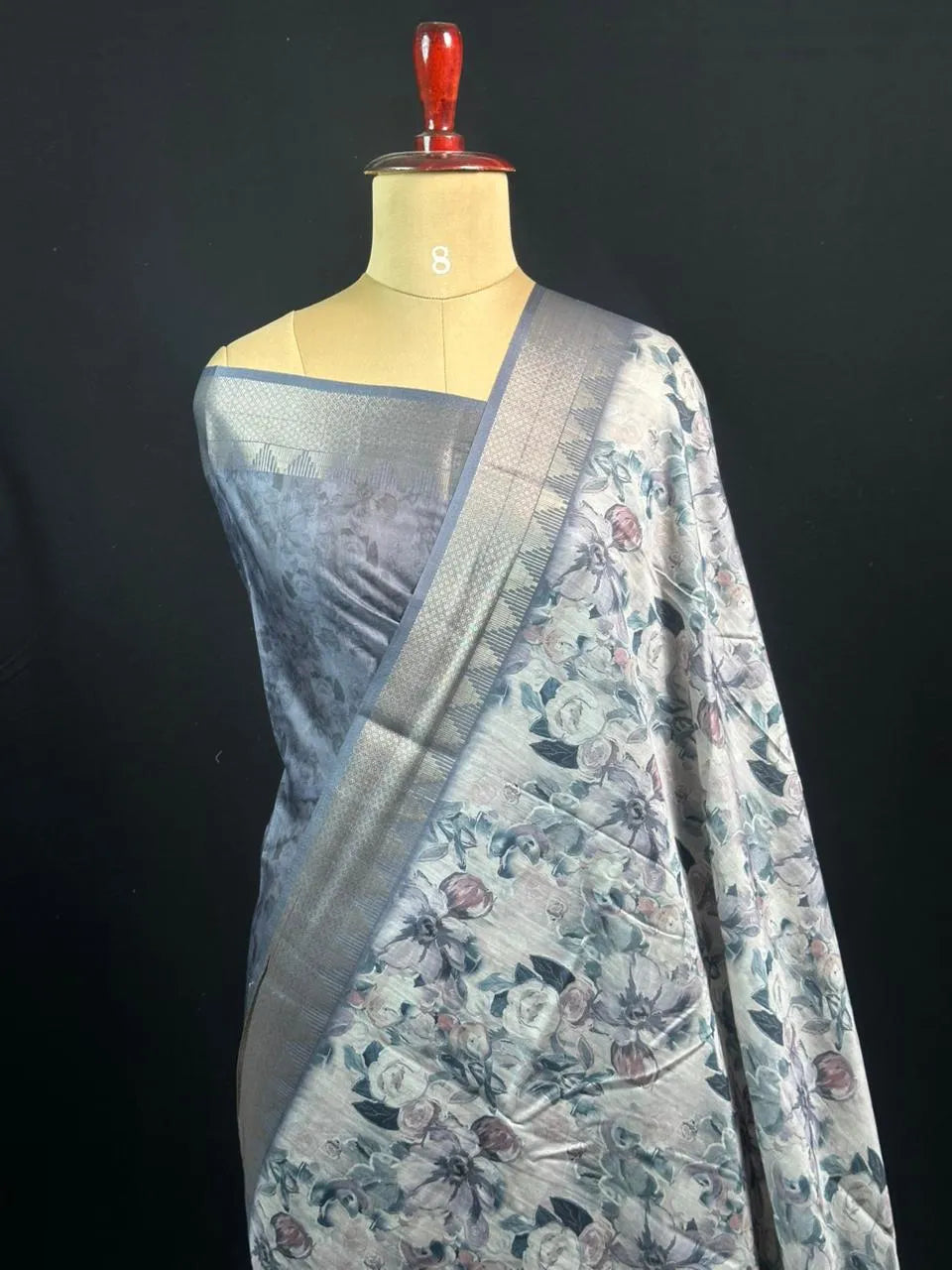 Ethnic Wear Semi Tussar Silk Saree with Timeless Floral Design