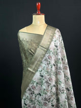 Ethnic Wear Semi Tussar Silk Saree with Timeless Floral Design