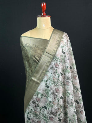 Ethnic Wear Semi Tussar Silk Saree with Timeless Floral Design