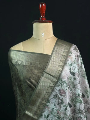 Ethnic Wear Semi Tussar Silk Saree with Timeless Floral Design