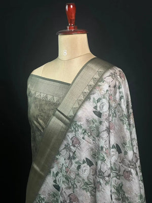 Ethnic Wear Semi Tussar Silk Saree with Timeless Floral Design