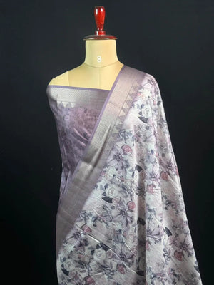 Ethnic Wear Semi Tussar Silk Saree with Timeless Floral Design