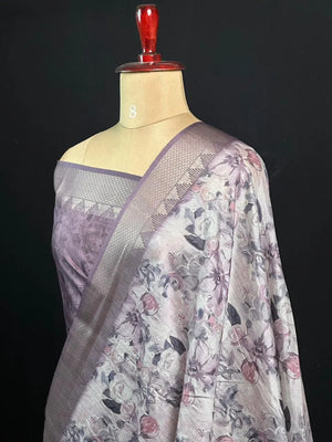 Ethnic Wear Semi Tussar Silk Saree with Timeless Floral Design
