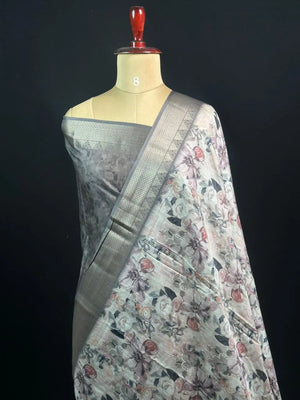 Ethnic Wear Semi Tussar Silk Saree with Timeless Floral Design