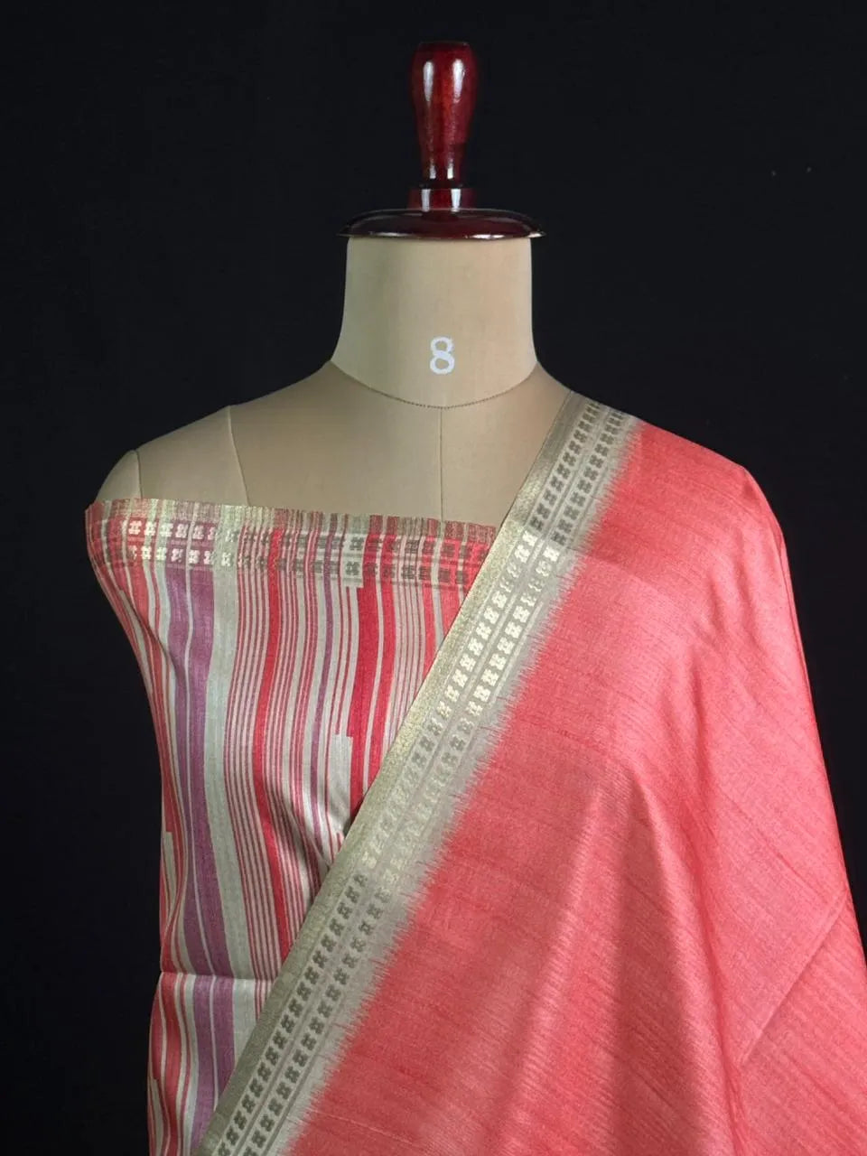Elegant Semi Tussar Silk Saree with Classic Woven Border 