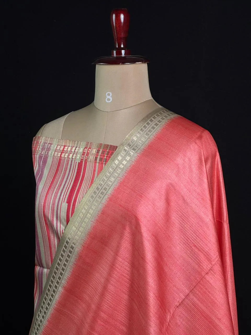 Elegant Semi Tussar Silk Saree with Classic Woven Border 