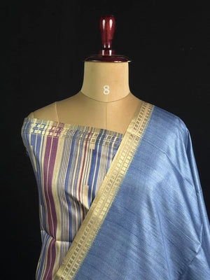 Elegant Semi Tussar Silk Saree with Classic Woven Border 