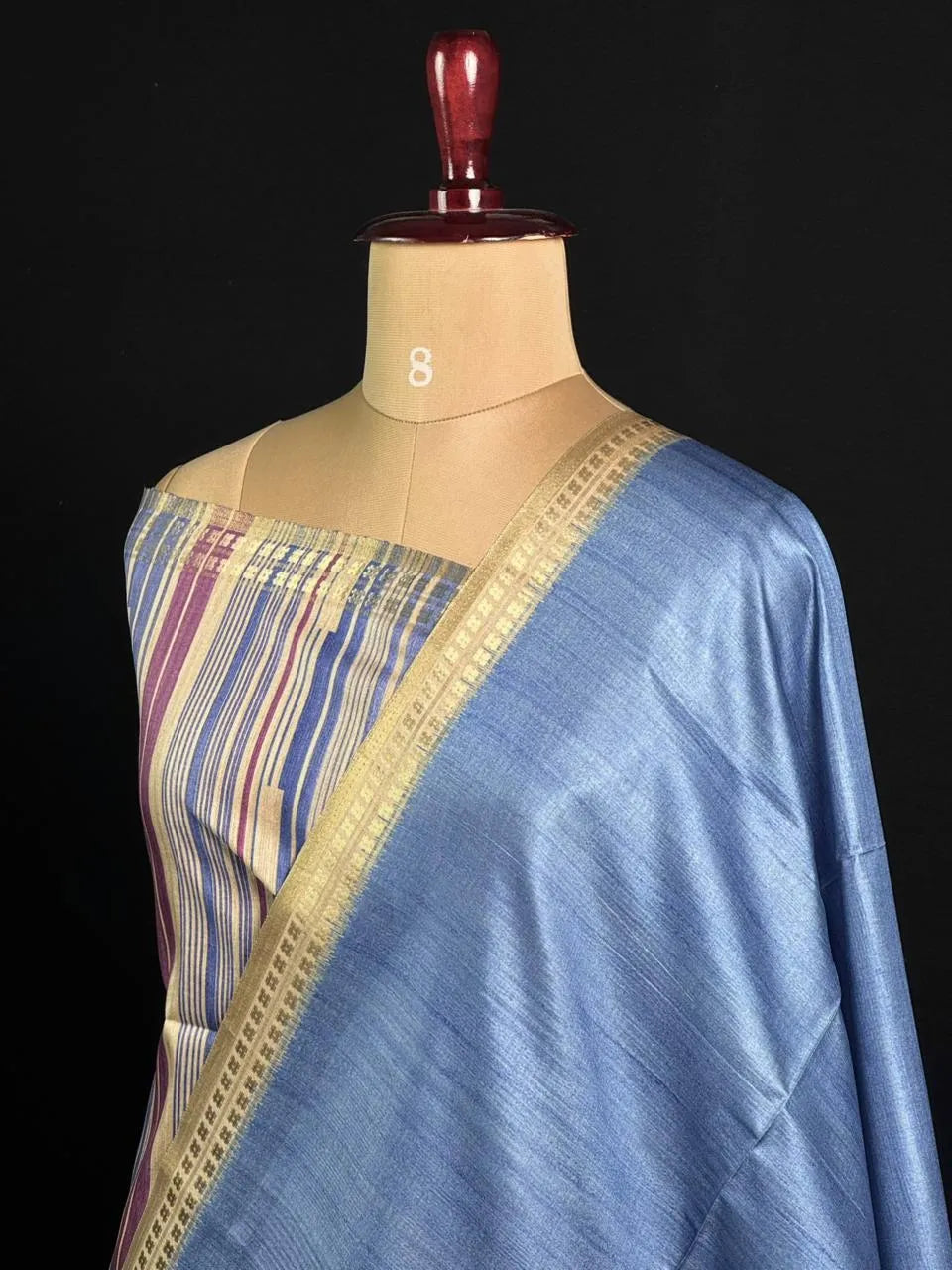 Elegant Semi Tussar Silk Saree with Classic Woven Border 