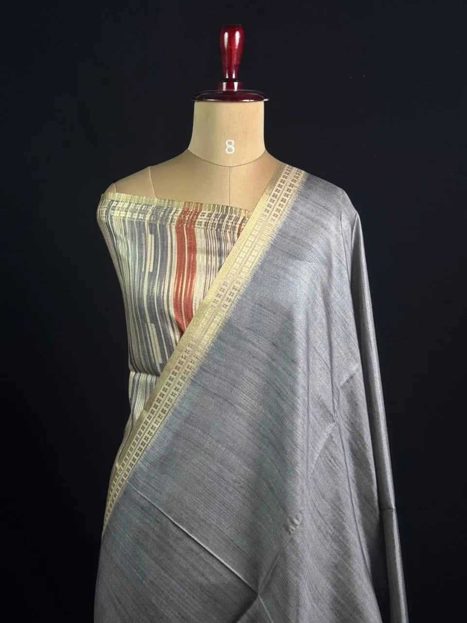Elegant Semi Tussar Silk Saree with Classic Woven Border 