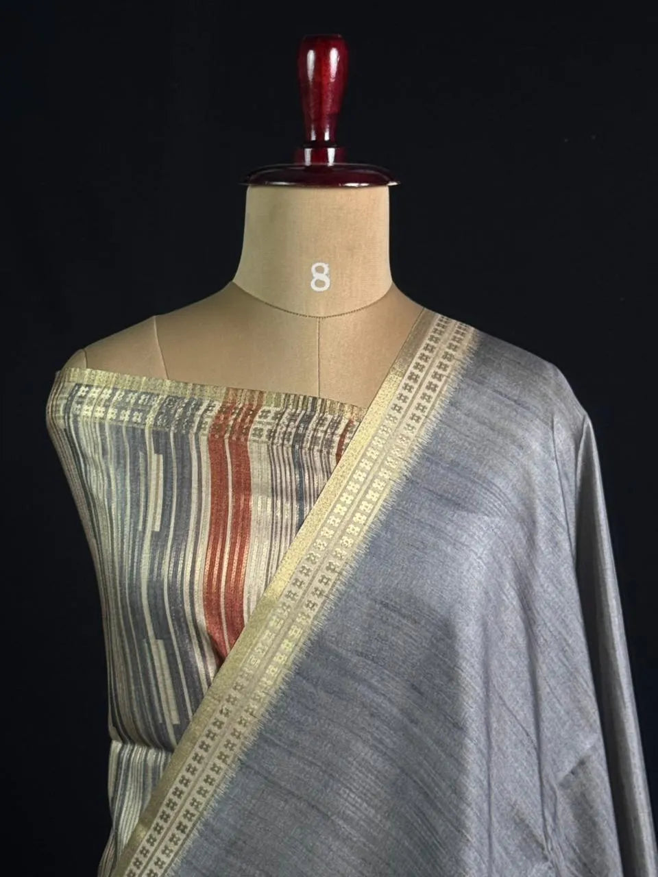 Elegant Semi Tussar Silk Saree with Classic Woven Border 