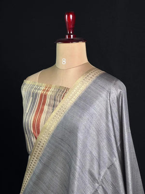 Elegant Semi Tussar Silk Saree with Classic Woven Border 