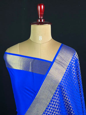 Pure Benny Crepe Silk Saree with Rich Woven Zari Brocade