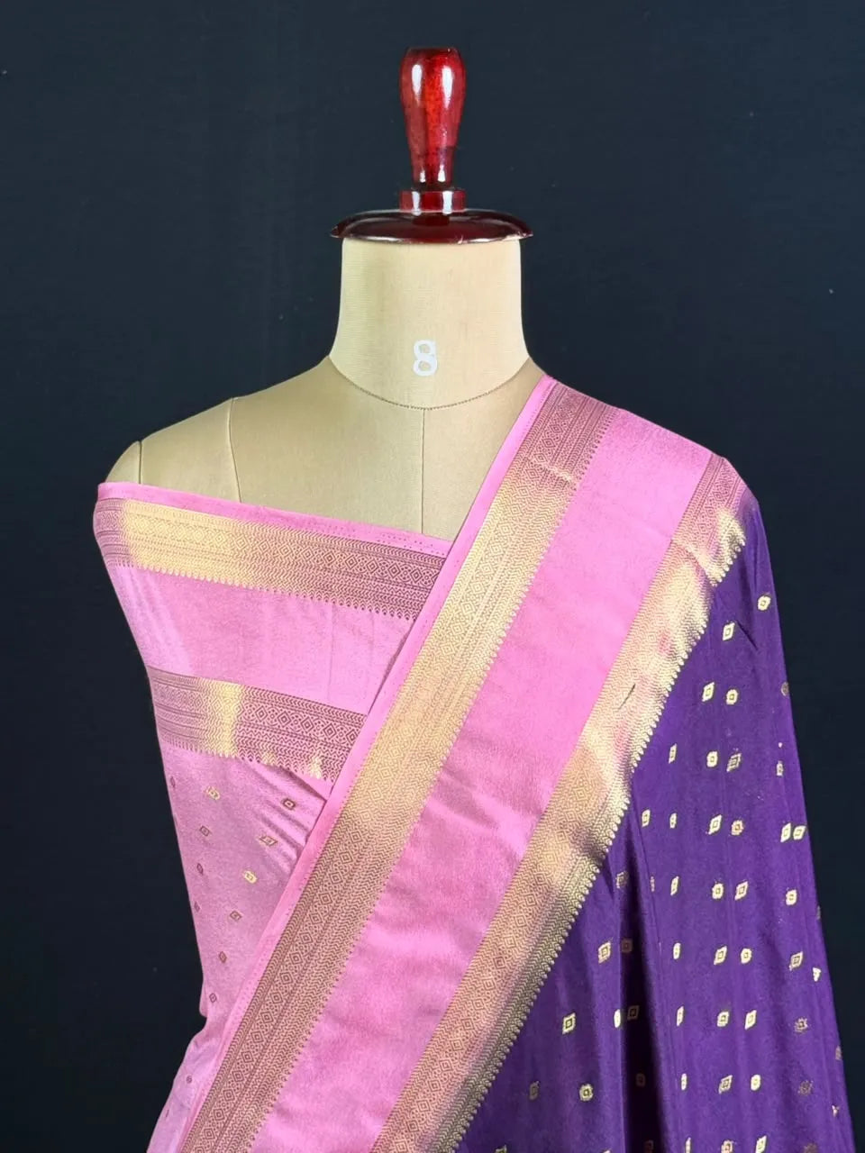 Semi Mysore Silk Zari Butti & Contrast Border
