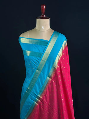 Semi Mysore Silk Zari Butti & Contrast Border