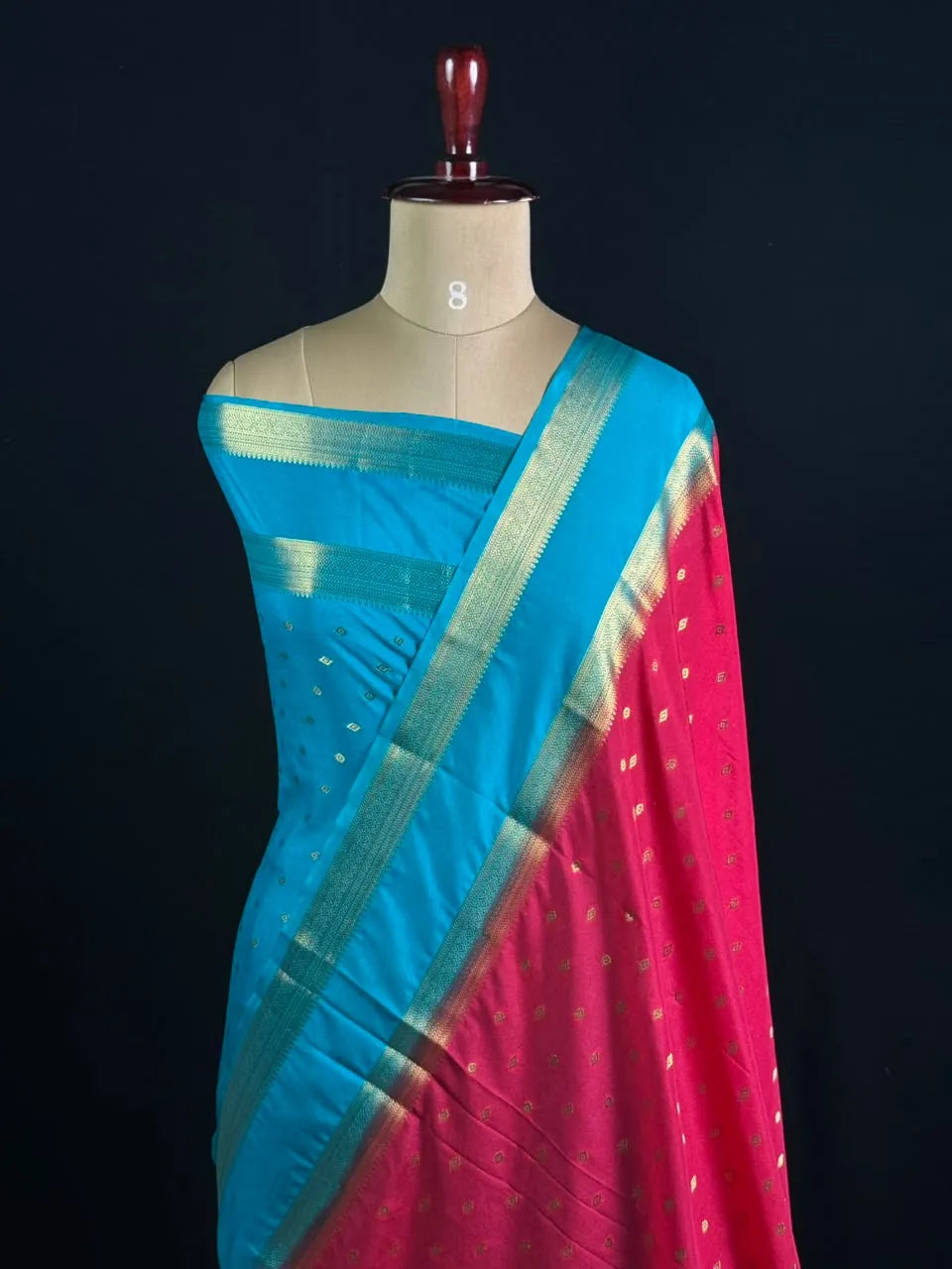 Semi Mysore Silk Zari Butti & Contrast Border