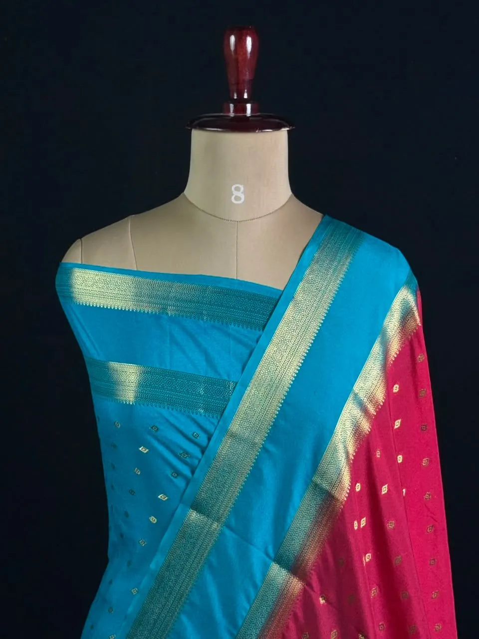 Semi Mysore Silk Zari Butti & Contrast Border