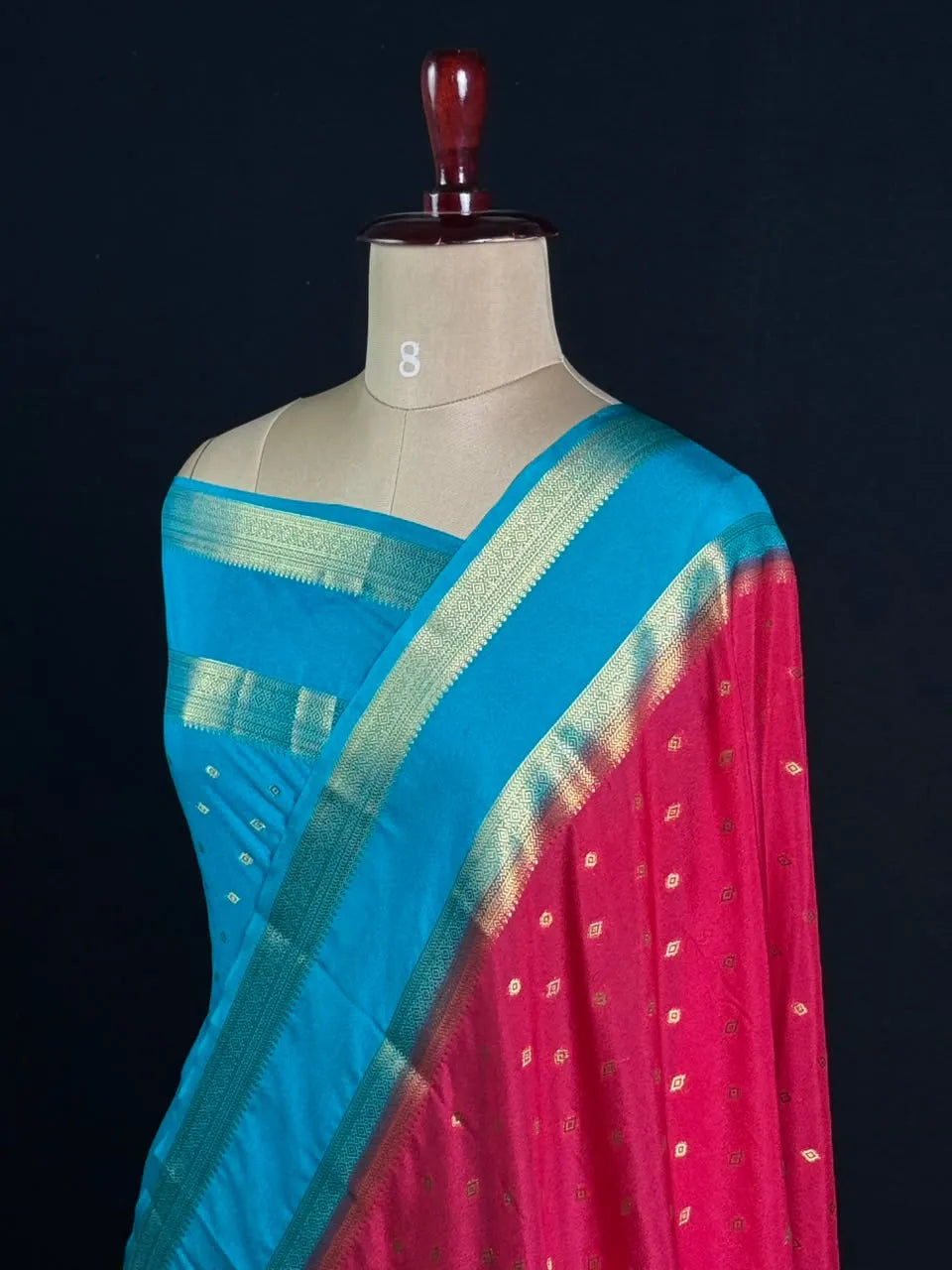 Semi Mysore Silk Zari Butti & Contrast Border