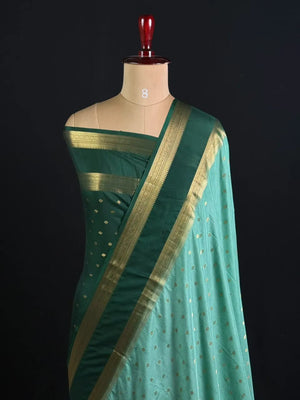 Semi Mysore Silk Zari Butti & Contrast Border