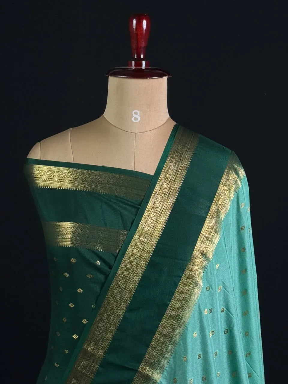 Semi Mysore Silk Zari Butti & Contrast Border
