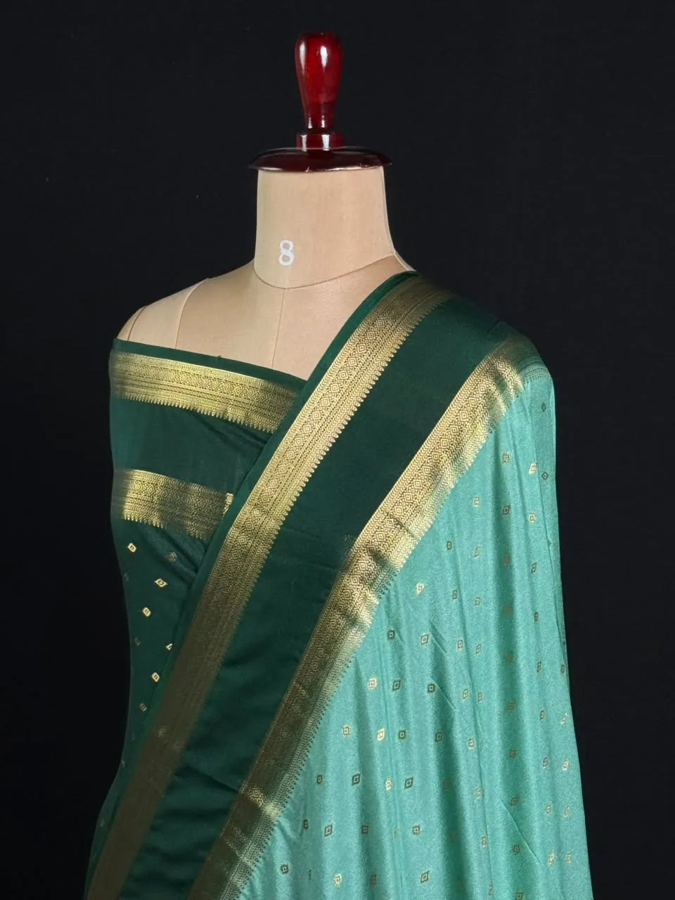 Semi Mysore Silk Zari Butti & Contrast Border