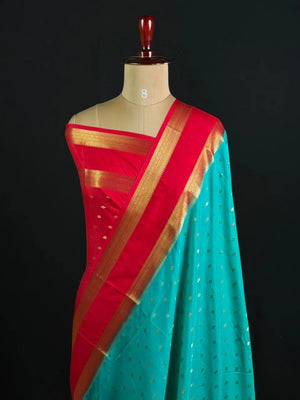 Semi Mysore Silk Zari Butti & Contrast Border
