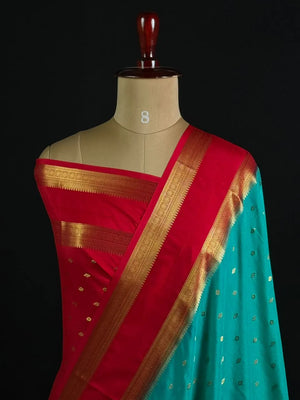 Semi Mysore Silk Zari Butti & Contrast Border