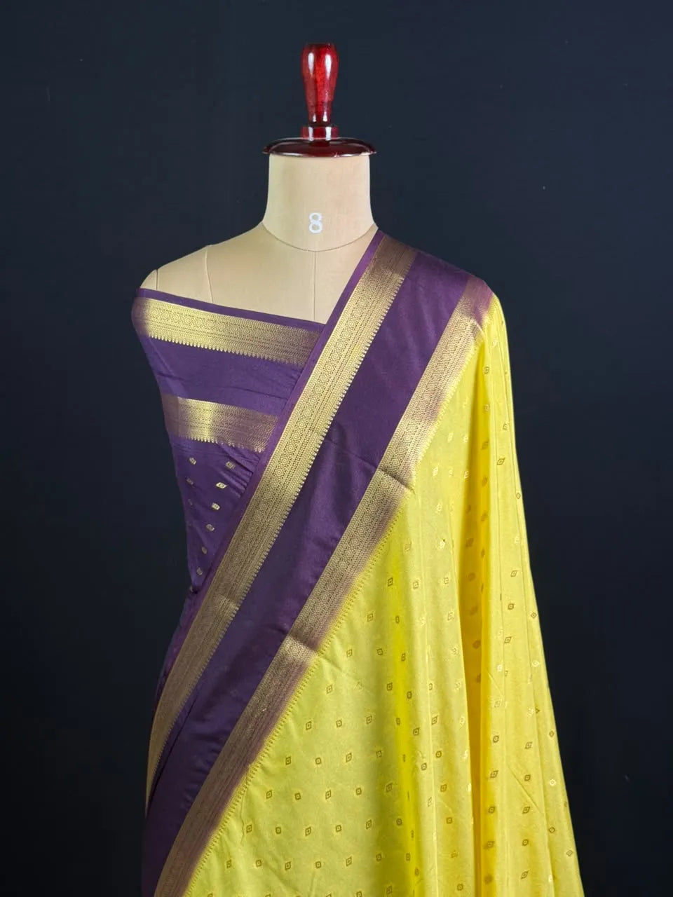 Semi Mysore Silk Zari Butti & Contrast Border