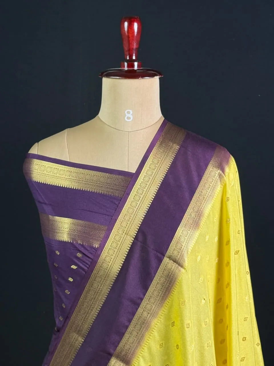 Semi Mysore Silk Zari Butti & Contrast Border
