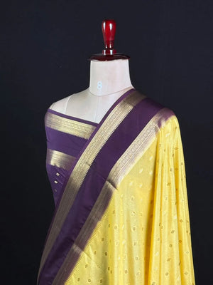 Semi Mysore Silk Zari Butti & Contrast Border