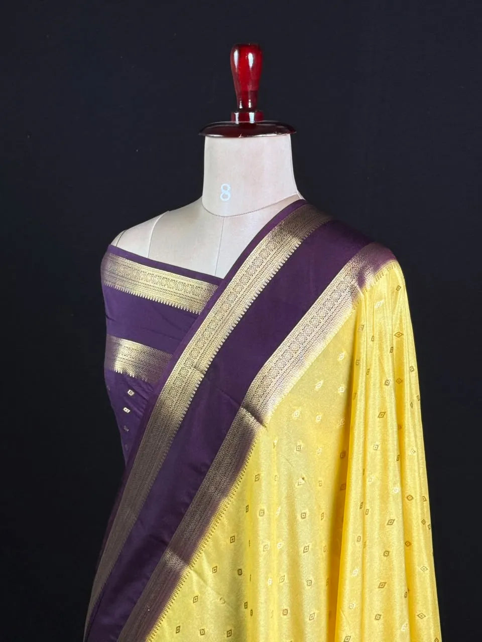 Semi Mysore Silk Zari Butti & Contrast Border