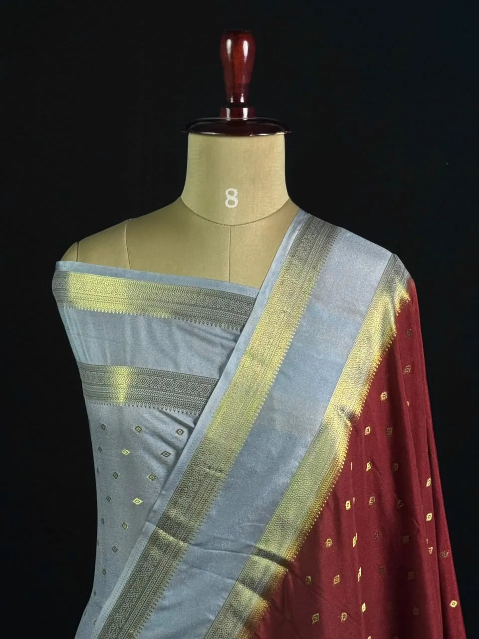 Semi Mysore Silk Zari Butti & Contrast Border