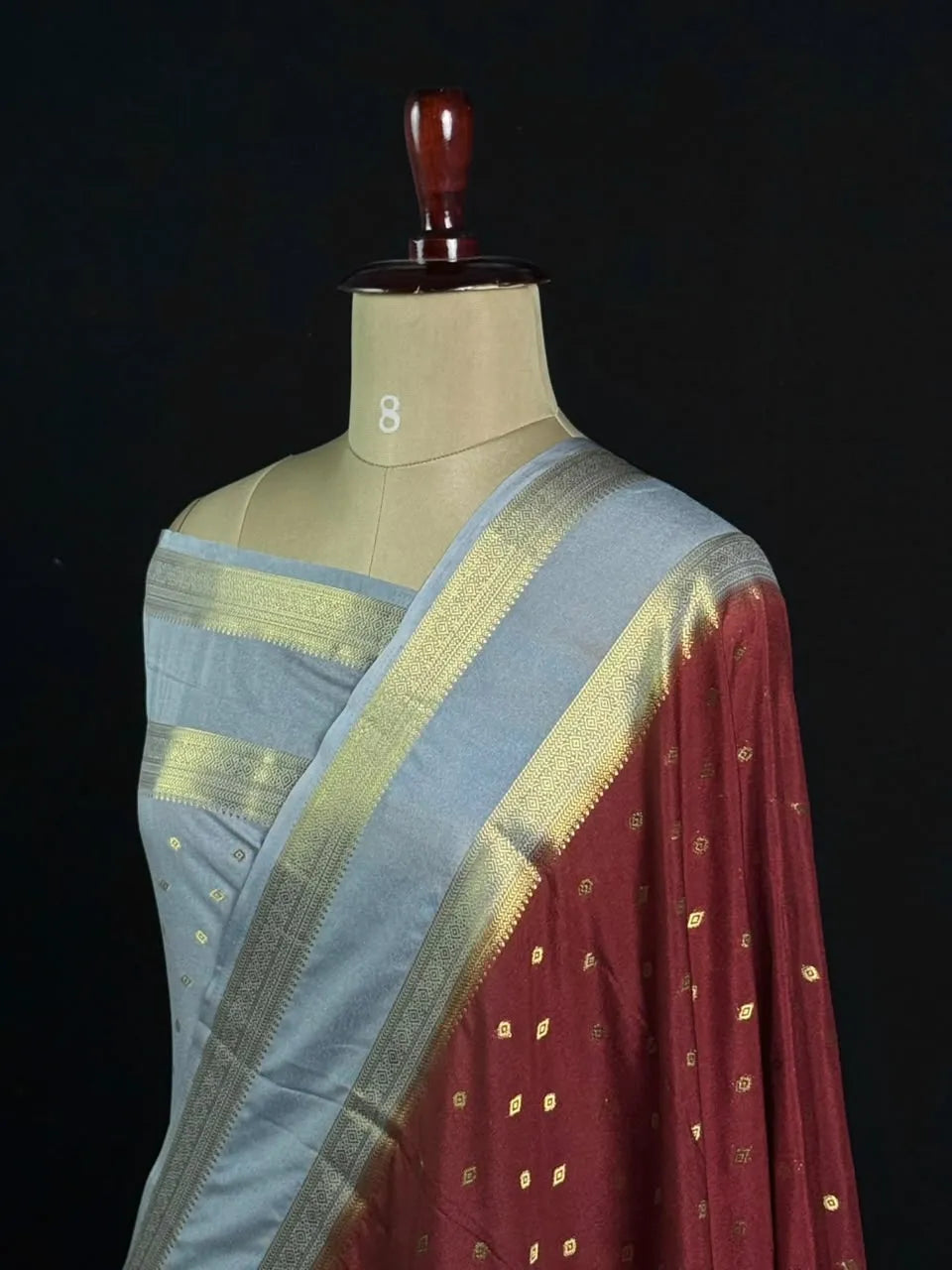 Semi Mysore Silk Zari Butti & Contrast Border