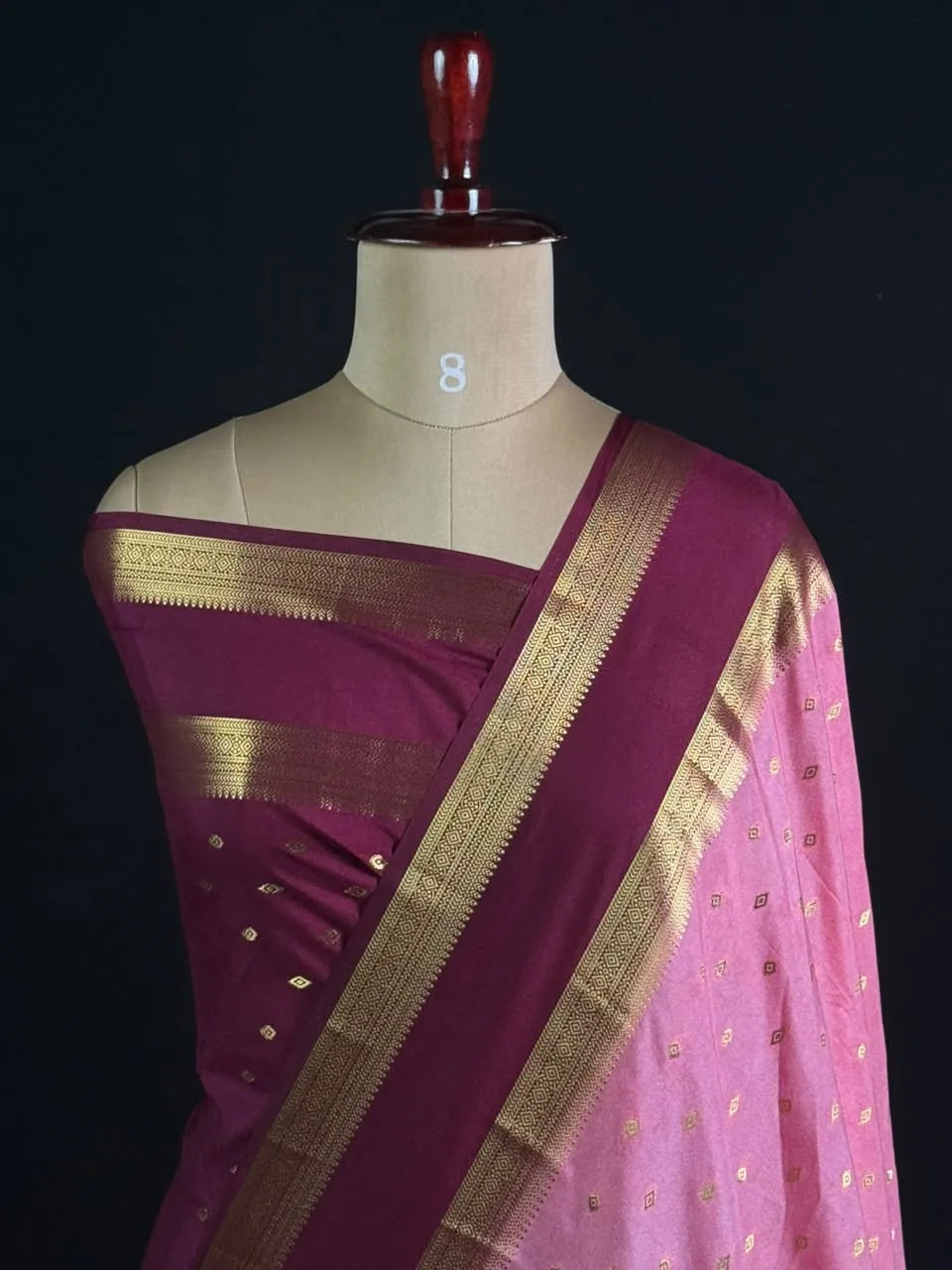 Semi Mysore Silk Zari Butti & Contrast Border