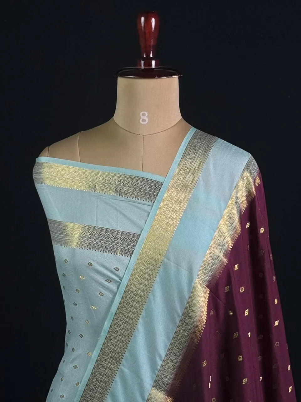 Semi Mysore Silk Zari Butti & Contrast Border