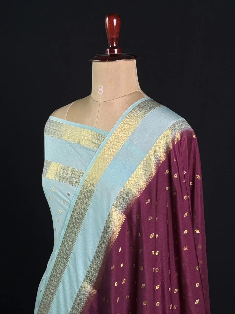 Semi Mysore Silk Zari Butti & Contrast Border