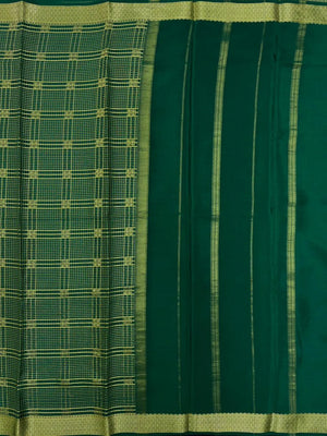 Handwoven Pure Mysore Silk Saree with Royal Chex Pattern (Chamundi)
