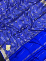 Handwoven Pure Mysore Silk Saree with Royal Chex Pattern (Chamundi)