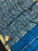 Handwoven Pure Mysore Silk Saree with Royal Chex Pattern (Chamundi)