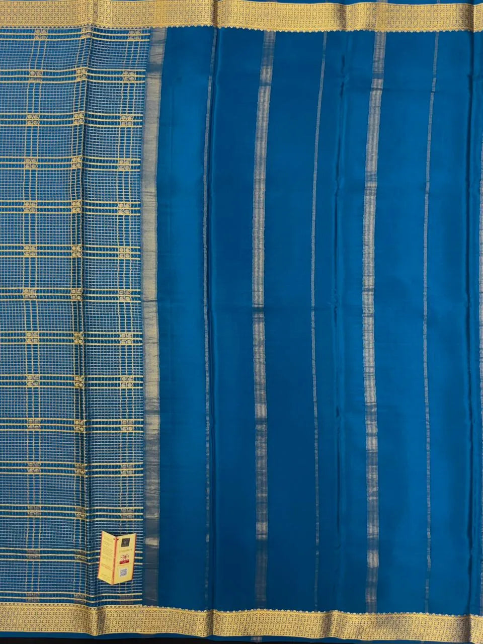 Handwoven Pure Mysore Silk Saree with Royal Chex Pattern (Chamundi)